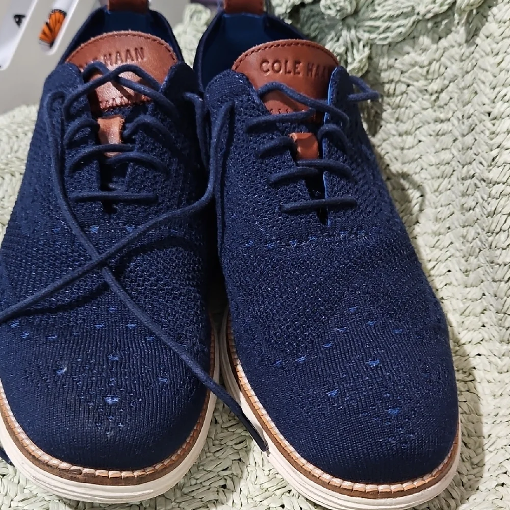 Cole Haan Blue and Brown Oxford Shoes with Suede Upper - Picture 1 of 2